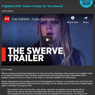 Frightfest 2020: Trailer & Poster for ‘The Swerve’